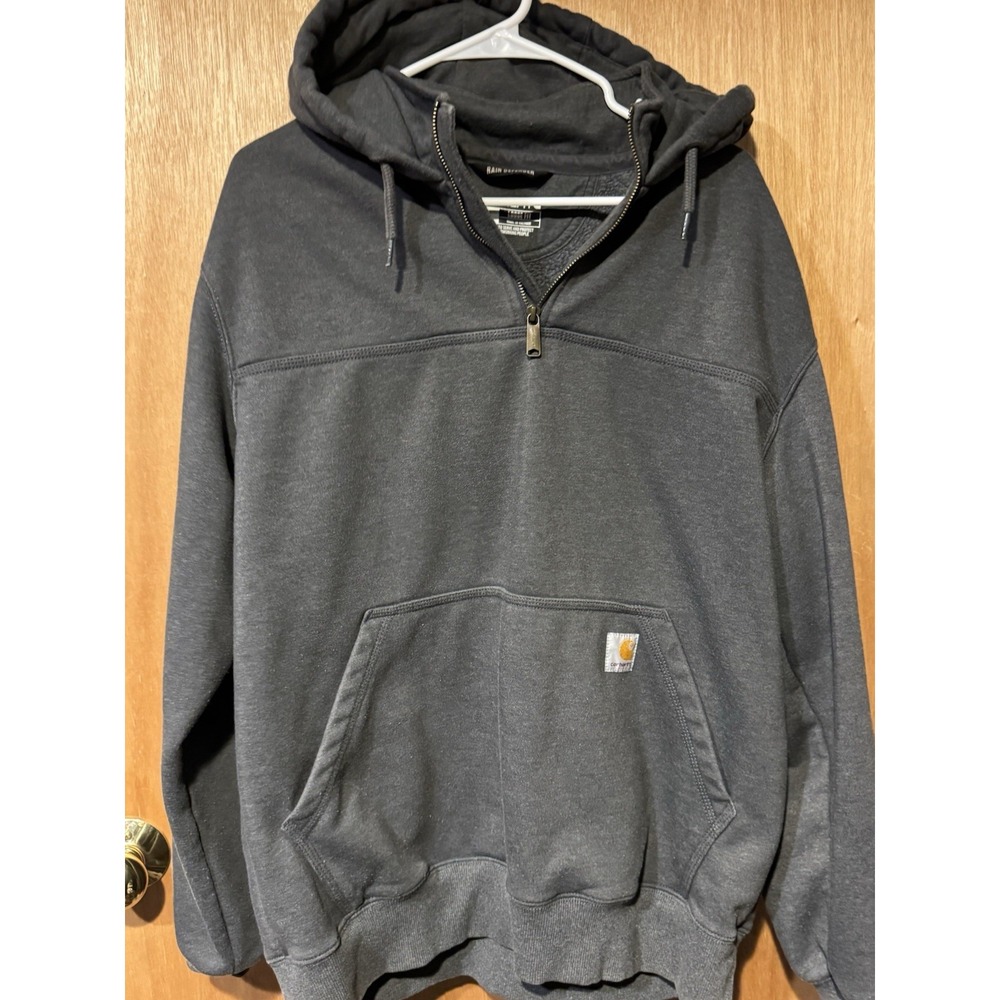Carhartt Rain Defender Hoodie 1/4 Zip Dark Gray Large Loose Fit Mens